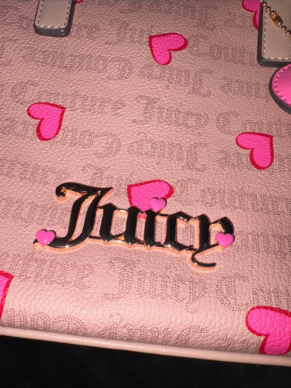 Juicy Couture Pink Heart Accent Purse with Gold Logo - Picture 6 of 14